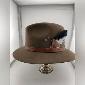 Country Gentleman Lite Felt Fedora Hat 100% Wool Water Repellent Brown Sz Medium